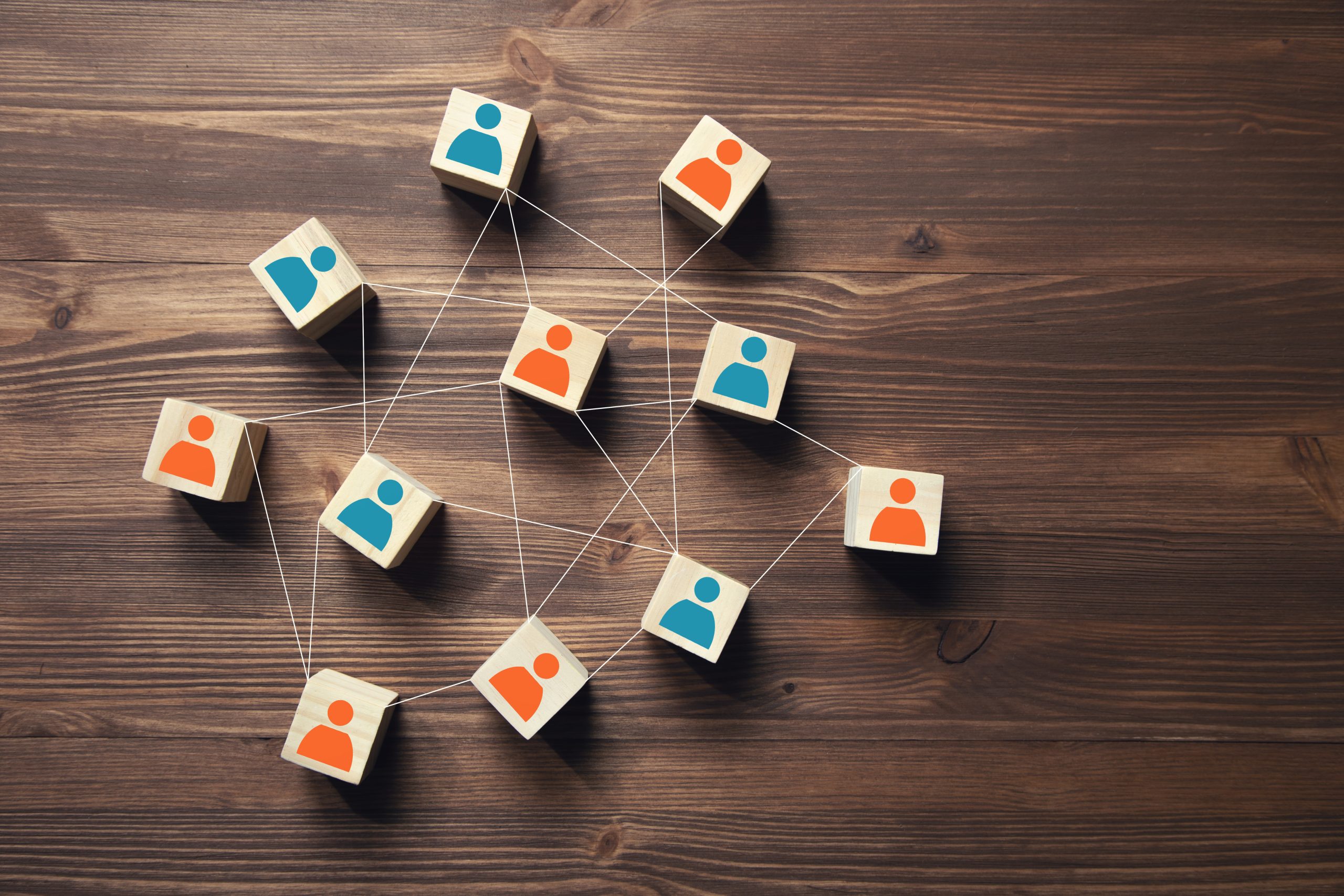 Wooden blocks with people icon